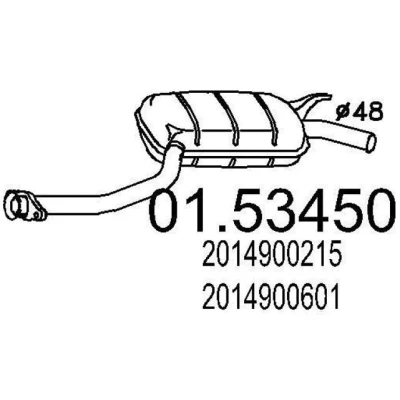 Bilde av MTS 01.53450 Mellomlyddemper 930 MERCEDES BENZ: 190