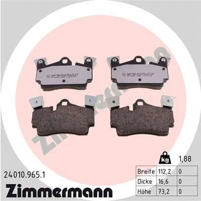Bilde av ZIMMERMANN 24010.965.1 Bremseklosser klargjort for slitasjeindikator Bildet viser leveranseinnholdet AUDI: Q7, PORSCHE: Cayenne