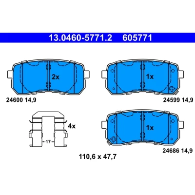 Bilde av ATE 13.0460 5771.2 Bremseklosser med akustisk slitasjevarsel tilbehør KIA: CARNIVAL / GRAND 3