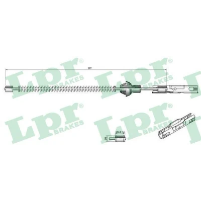 Bilde av LPR C0250B Bremsekabel 175 Trommelbrems FORD: Focus Mk1 Stasjonsvogn, FIESTA 5, Hatchback