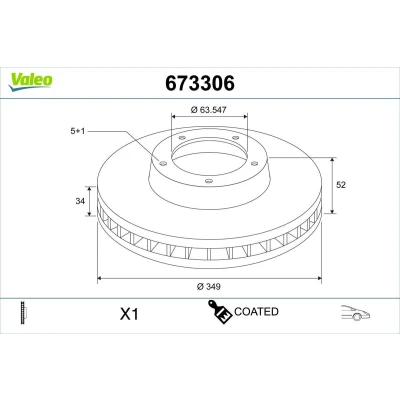 Bilde av VALEO Bremseskive LAND ROVER: Discovery Sport, Range Rover Evoque framaksel 349mm 34mm 5 hull ventilert 673306 Bremseskiver, Skivebremser