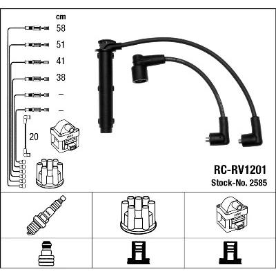 Bilde av NGK 2585 Pluggledninger 5 LAND ROVER: Freelander I SUV