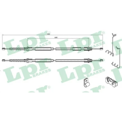 Bilde av LPR C0285B Bremsekabel 1980/1771+1771 Skivebrems FORD: Transit Connect Mk1 Van, Tourneo