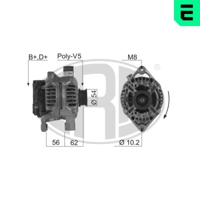 Bilde av ERA 210227A Dynamo 14V 100A OPEL: Astra H Caravan, Combo C Varebil / Stasjonsvogn, Zafira B