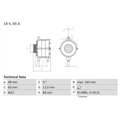 Bilde av BOSCH 0 986 035 760 Dynamo 14V 55A