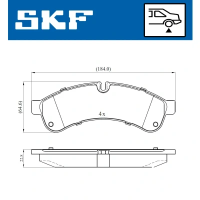 Bilde av SKF VKBP 90534 Bremseklosser klargjort for slitasjeindikator IVECO: Daily Citys Minibuss