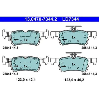 Bilde av ATE 13.0470 7344.2 Bremseklosser ikke klargjort for slitasjeindikator, ekskl. slitasjevarselkontakt FORD: FIESTA 7
