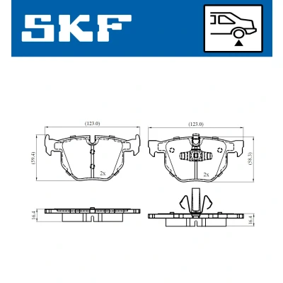 Bilde av SKF VKBP 90372 Bremseklosser klargjort for slitasjeindikator BMW: 3 Sedan