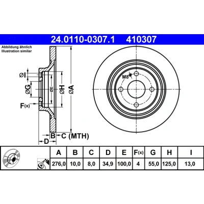 Bilde av ATE 24.0110 0307.1 Bremseskiver 276,0 10,0 4 100,0 fullt ut belagt MAZDA: MX 5 2