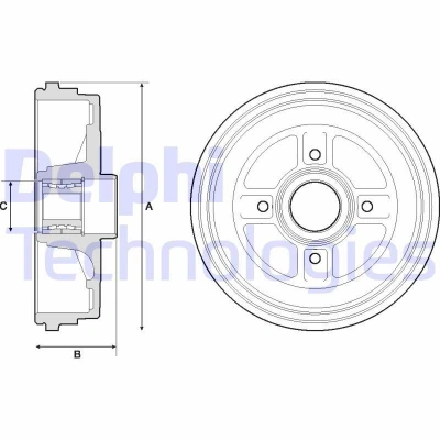 Bilde av DELPHI BFR496 Bremsetrommel med ABS senorring, hjullager 237