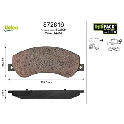 Bilde av VALEO 872816 Bremseklosser framaksel inkl. slitasjevarselkontakt uten sikringsskruesett, for vanskelige bruksforhold FORD: Transit Mk6 Van