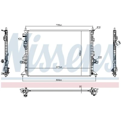 Bilde av NISSENS 606908 Radiator Aluminium 672 488 16 Kjøleribber loddet