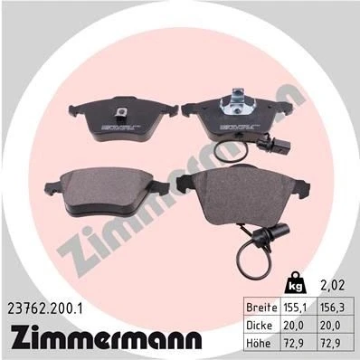 Bilde av ZIMMERMANN 23762.200.1 Bremseklosser inkl. slitasjevarselkontakt Bildet viser leveranseinnholdet AUDI: A4 B6 Avant, A6 C5 Allroad