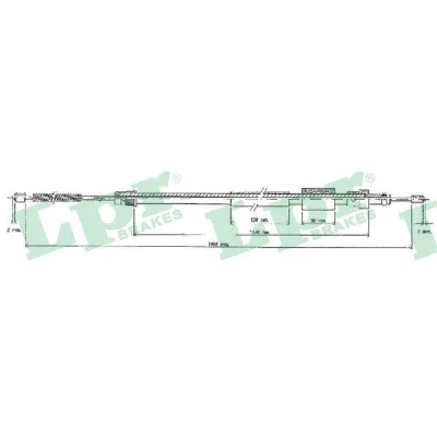 Bilde av LPR C0122B Bremsekabel 1495/1350 Trommelbrems PEUGEOT: 306 Cabrio