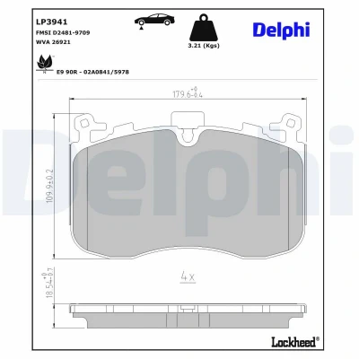 Bilde av Bremseklosser sett DELPHI LP3941