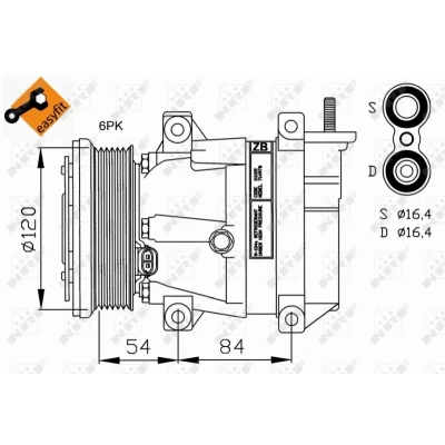 Bilde av NRF EASY FIT 32220 Kompressor V5 12 PAG 150 med kompressorlje, tetningsring