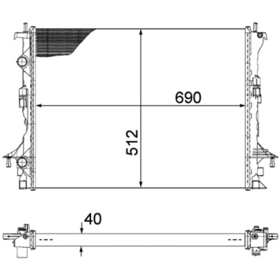 Bilde av MAHLE ORIGINAL CR 1092 000P Radiator for kjøretøy med luftkondisjonering 690 512 40 Kjøleribber loddet