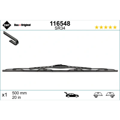 Bilde av Vindusvisker Swf Original Rear 116548 500mm bak Standard HONDA: CIVIC 9, RENAULT: LAGUNA 3 Grandtour