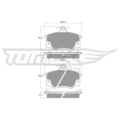 Bilde av TOMEX brakes TX 10 73 Bremseklosser framaksel inkl. slitasjevarselkontakt FIAT: Punto I Cabrio, Barchetta, Panda Hatchback, ALFA ROMEO: 155, Spider