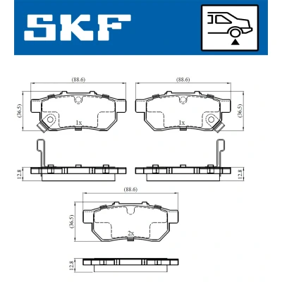 Bilde av SKF VKBP 90381 A Bremseklosser med akustisk slitasjevarsel HONDA: Jazz 2, CIVIC 6 Stufenheck