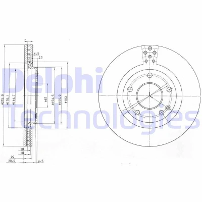 Bilde av DELPHI BG3829 Bremseskiver 276 22 5 ventilert oljet ubehandlet uten hjullager, ABS sensorring MERCEDES BENZ: A Klasse