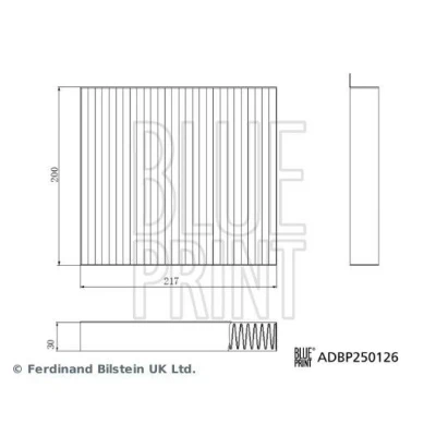 Bilde av BLUE PRINT ADBP250126 Kupéfilter Karbonfilter 217mm 200mm 30mm