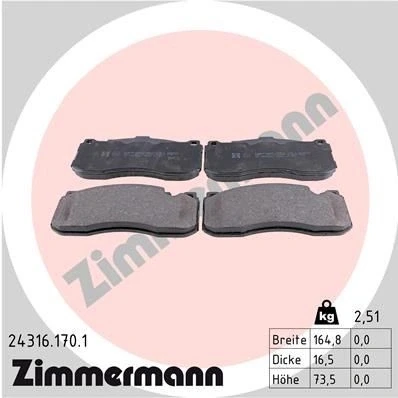Bilde av ZIMMERMANN 24316.170.1 Bremseklosser Bildet viser leveranseinnholdet BMW: 3 Touring, Sedan, Coupé