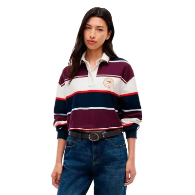 Bilde av Tommy Jeans Stripe Rugby Topper langermet, Størrelse: 40, Dark blue