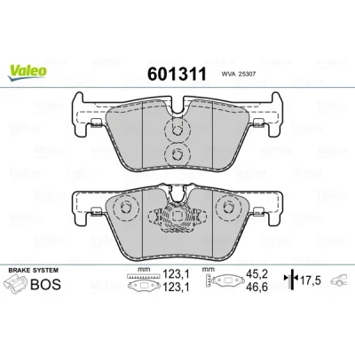 Bilde av VALEO 601311 Bremseklosser bakaksel ekskl. slitasjevarselkontakt med antihyle blikk BMW: 3 Sedan, Touring, 1 Hatchback