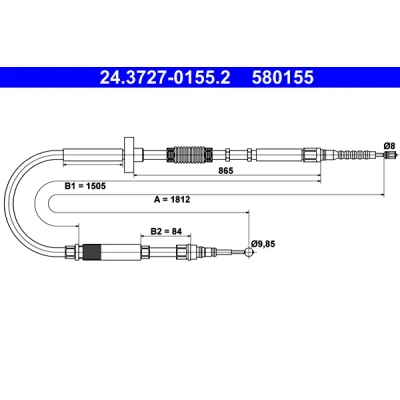 Bilde av Kabel, parkeringsbremse, Bak, audi a4 b5, b5 avant, 8D0 609 721 AA, H