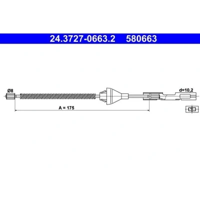 Bilde av ATE 24.3727 0663.2 Bremsekabel 175 FORD: Focus Mk1 Stasjonsvogn, FIESTA 5, Hatchback