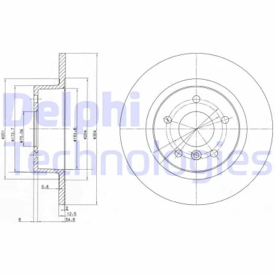 Bilde av DELPHI BG3227C Bremseskiver 304 13 5 fullt ut belagt ubehandlet uten hjullager, ABS sensorring LAND ROVER: Range Rover 3, Discovery 2