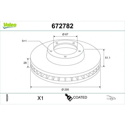 Bilde av VALEO Bremseskive MERCEDES BENZ: A Klasse, B CLA Coupé framaksel 295mm 28mm 5 hull ventilert 672782 Bremseskiver, Skivebremser