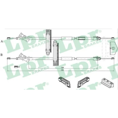 Bilde av LPR C0225B Bremsekabel 1480/1320 Trommelbrems FORD: Focus Mk1 Stasjonsvogn, Hatchback