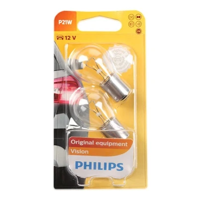 Bilde av PHILIPS 12498B2 Lyspærer 12 21 P21W, Kulelys AUDI: A3 Sportback, A6 C6 Sedan, Allroad, VOLKSWAGEN: TRANSPORTER 3 Bus, Sharan I