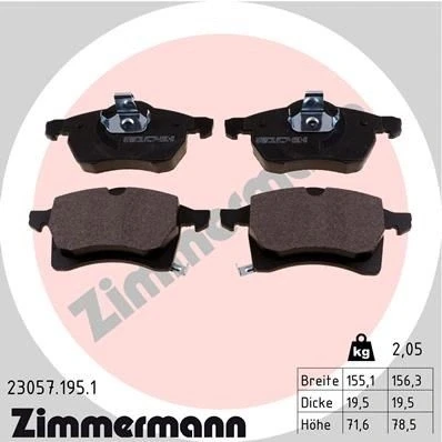 Bilde av ZIMMERMANN 23057.195.1 Bremseklosser med akustisk slitasjevarsel Bildet viser leveranseinnholdet OPEL: Zafira A, Astra G Caravan, CC