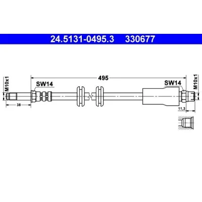 Bilde av ATE 24.5131 0495.3 Bremseslange 495 M10x1 MERCEDES BENZ: Vito Minibuss
