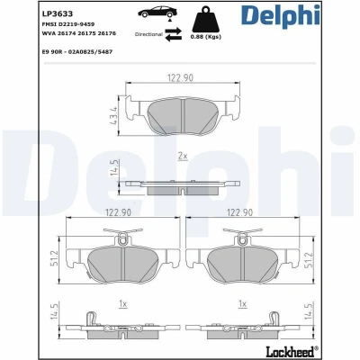 Bilde av DELPHI LP3633 Bremseklosser med akustisk slitasjevarsel antihyle blikk uten tilbehør MAZDA: MX 30