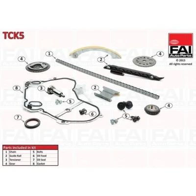 Bilde av FAI AutoParts TCK5 Registerkjedesett med tetning, tannhjul simplex, Boltkjede