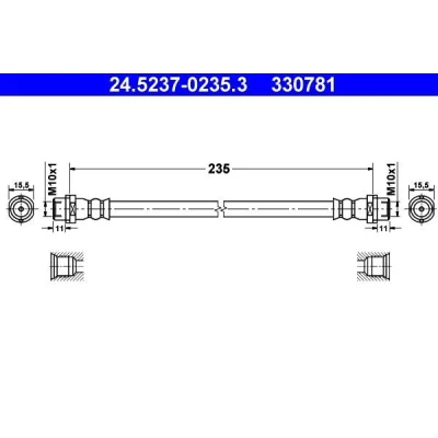 Bilde av ATE 24.5237 0235.3 Bremseslange 235 MERCEDES BENZ: Sprinter 4 T Van, 3 Flatvogn lastebil/Chassis