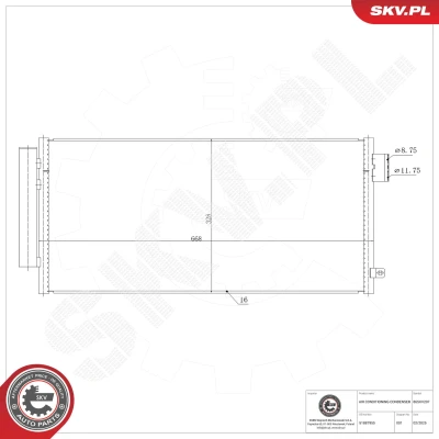 Bilde av Kondensator, klimaanlegg Esen skv 86SKV207 fiat 500l, tipo halvkombi, kombi, sedan OE 51887955, 52102801
