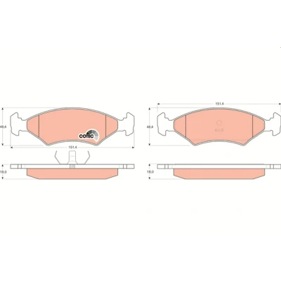 Bilde av TRW COTEC GDB255 Bremseklosser ikke klargjort for slitasjeindikator FORD: Sierra Mk2 Hatchback, Mk1 Sedan