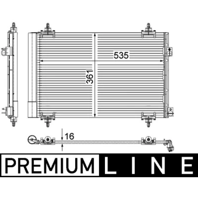 Bilde av MAHLE ORIGINAL AC 587 000P Kondensator med tørker 535 PEUGEOT: 5008 I, 3008 308 I Hatchback, CITROËN: C4 Grand Picasso, II Hatchback
