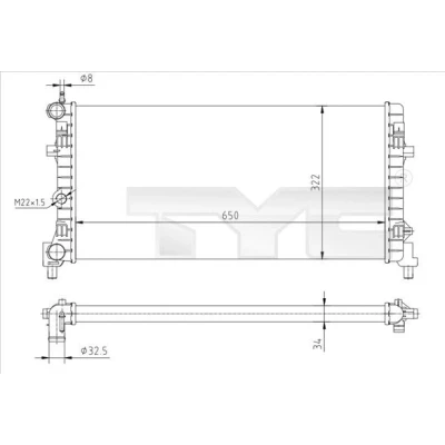 Bilde av TYC 737 0064 R Radiator 650 328 23 Kjøleribber satt sammen mekanisk SKODA: Fabia 2