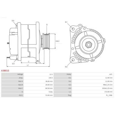 Bilde av AS PL A3801S Dynamo 12V 150A