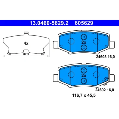 Bilde av ATE 13.0460 5629.2 Bremseklosser med akustisk slitasjevarsel antihyle blikk JEEP: WRANGLER 3