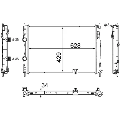 Bilde av MAHLE ORIGINAL CR 1076 000S Radiator for kjøretøy med/uten klimaanlegg 628 429 34 Kjøleribber loddet NISSAN: Qashqai / Qashqai+2 I