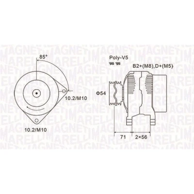 Bilde av MAGNETI MARELLI 063731833010 Dynamo 14V 120A OPEL: Astra H Caravan, Zafira B, Meriva A, ALFA ROMEO: 159 Sportwagon, Sedan