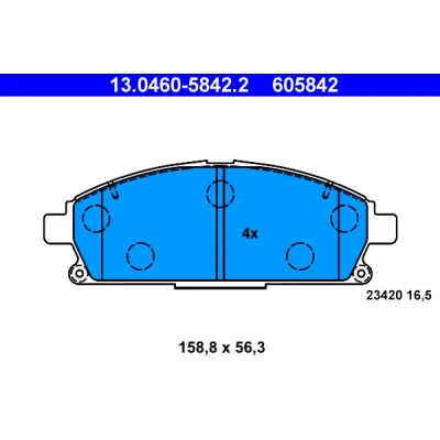 Bilde av ATE 13.0460 5842.2 Bremseklosser ikke klargjort for slitasjeindikator, ekskl. slitasjevarselkontakt NISSAN: X Trail