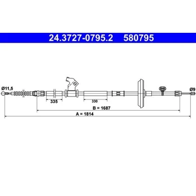Bilde av ATE 24.3727 0795.2 Bremsekabel 1814 OPEL: Astra J Sports Tourer, Sedan